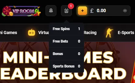 Donbet gift icon showing 1 free spins bonus