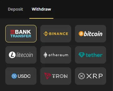 Donbet bank transfer withdrawal screen